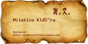 Miletics Klára névjegykártya
