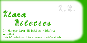 klara miletics business card